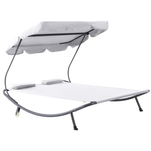 Sezlong dublu, Outsunny, Otel, 200x170x134cm, Crem