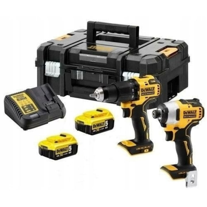 2 db fúrókészlet, DEWALT, 2x5.0AH, 0-450/0-1650, 18V