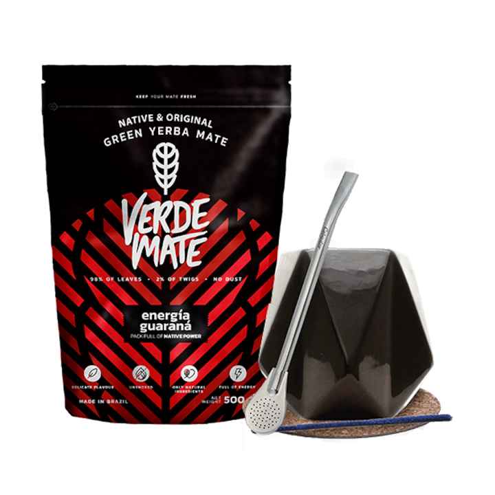 Чаен комплект, Чаша Si Bombilla, Yerba Mate, Verde Mate Energy, Плодове, Гуарана, 500 g
