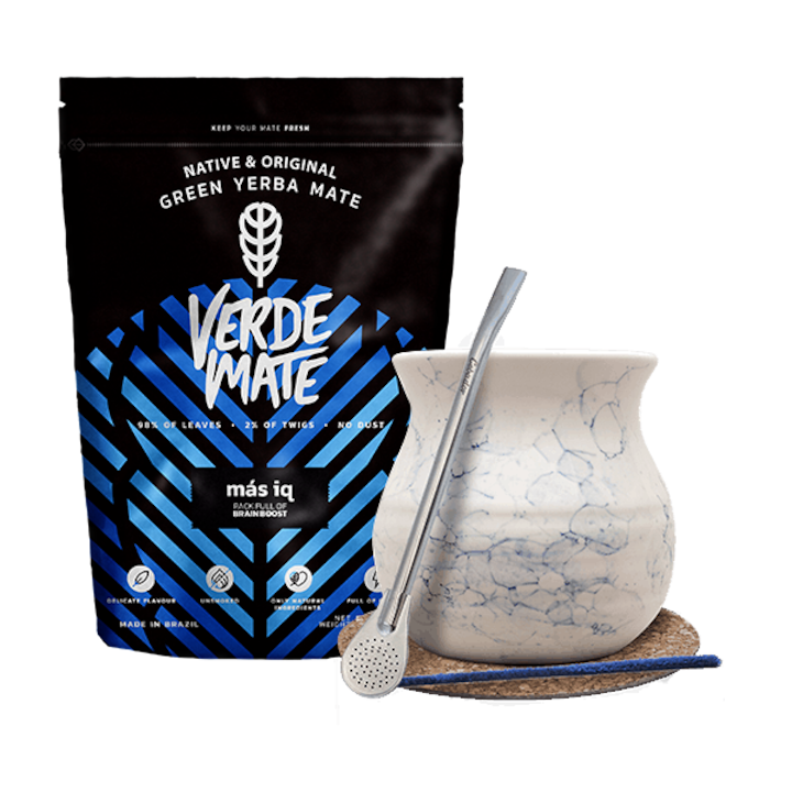 Чаен комплект Verde Mate Si Bombilla Mas IQ, Чаша, Плодове, Ананас, Портокал, 375 мл, 500 гр