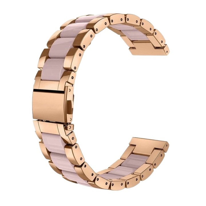 Curea pentru Huawei Watch GT 2 42mm / GT 3 42mm / Samsung Galaxy Watch 4 5 6 7 40/42/44/45/46/47, 20mm, auriu rose