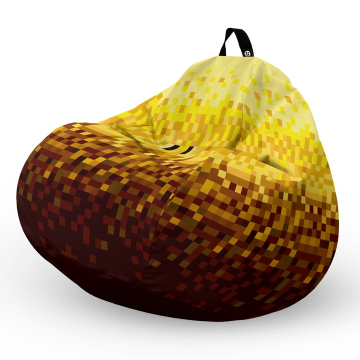 Fotel Updeco Pouf Babzsákfotel, Körte L típus, vízálló, szobai/szabadtéri, belső táska, fogantyúval, 90 x 80 x 60 см, Fotel Minecraft Blaze