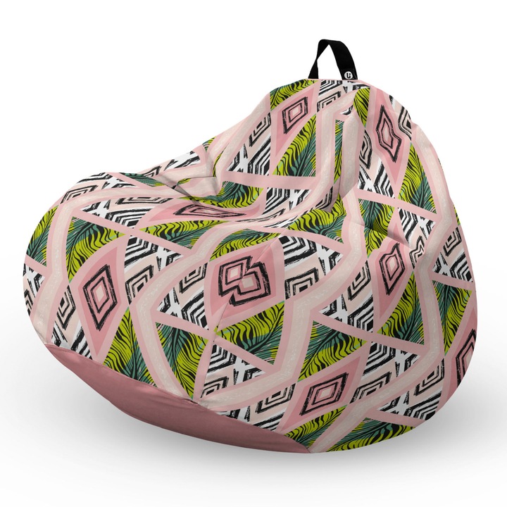 Fotel Updeco Pouf Babzsákfotel, Körte L típus, vízálló, szobai/szabadtéri, belső táska, fogantyúval, 90 x 80 x 60 см, Fotel Caribbean Grapefruit