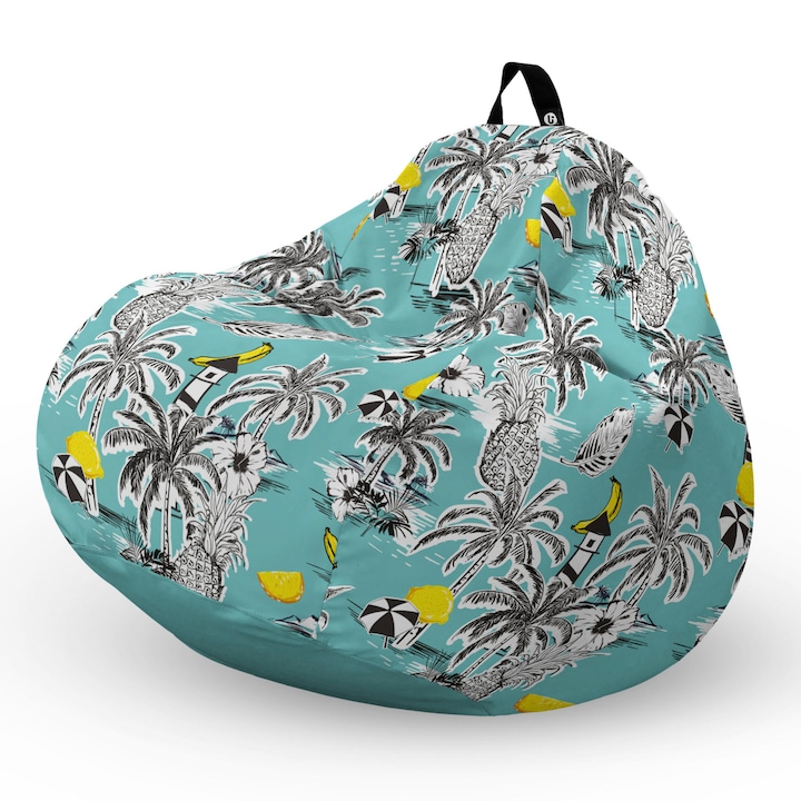 Fotel Updeco Pouf Babzsákfotel, Körte L típus, vízálló, szobai/szabadtéri, belső táska, fogantyúval, 90 x 80 x 60 см, Fotel Tropical Beach