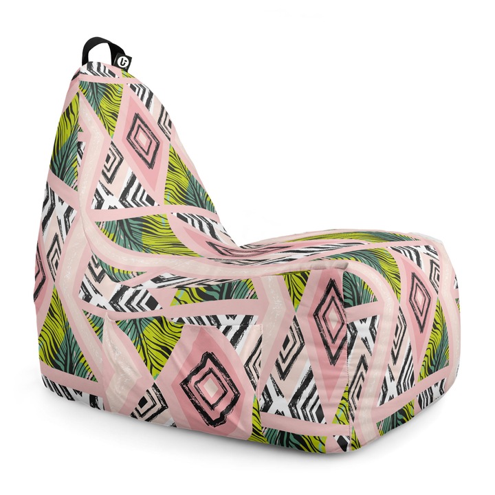 Fotoliu Updeco Puf Bean Bag tip Chill, sac interior, impermeabil, indoor/outdoor, cu maner, 62 x 95 x 75 cm, Caribbean Grapefruit