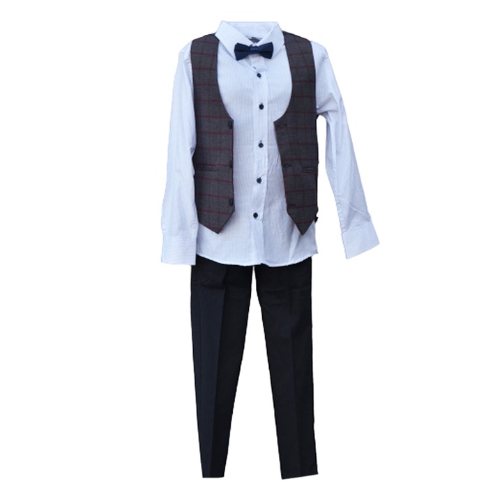 Costum elegant din 4 piese LOOKS KIDS pentru baieti KM2404B-92, Bleumarin 95030