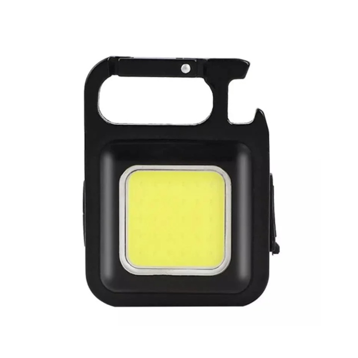 Mini lanterna tip breloc, 800 lumeni, baza magnetica si suport reglabil