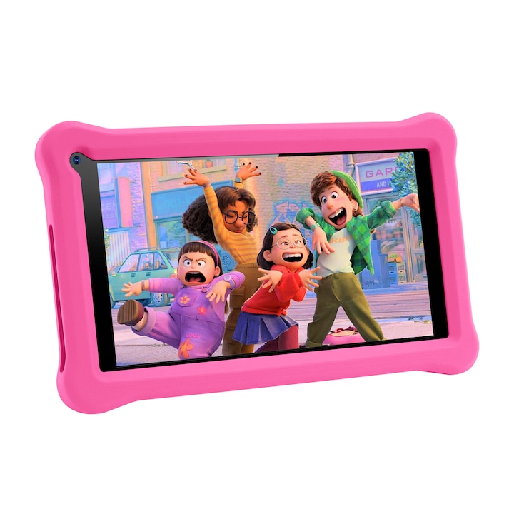 Tableta pentru copii, Sannuo de 7 inch, Android 11, 3-12 ani, 3GB RAM, 32GB ROM, camera dubla, Bluetooth, WiFi, Software pentru copii preinstalat, Roz, include husa de protectie