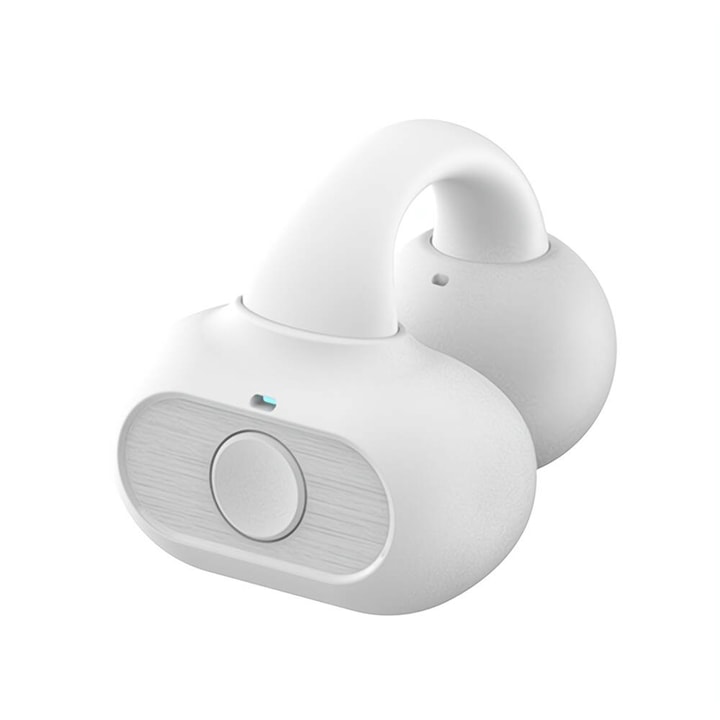 Bluetooth headset Fbirddek™ M29, Zajszűrés, HD hang, Egyidejű csatlakozás 2 eszközhöz, 12 órás autonómia, Automatikus újracsatlakozás, Hangasszisztens, Gyors töltés, Fehér