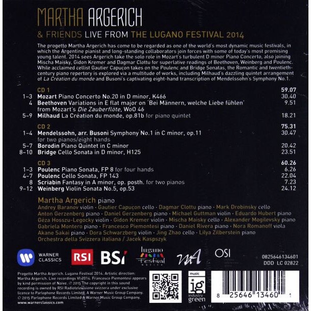 Martha Argerich And Friends Martha Argerich And Friends Live From Lugano 2014 3cd Emagro 4571
