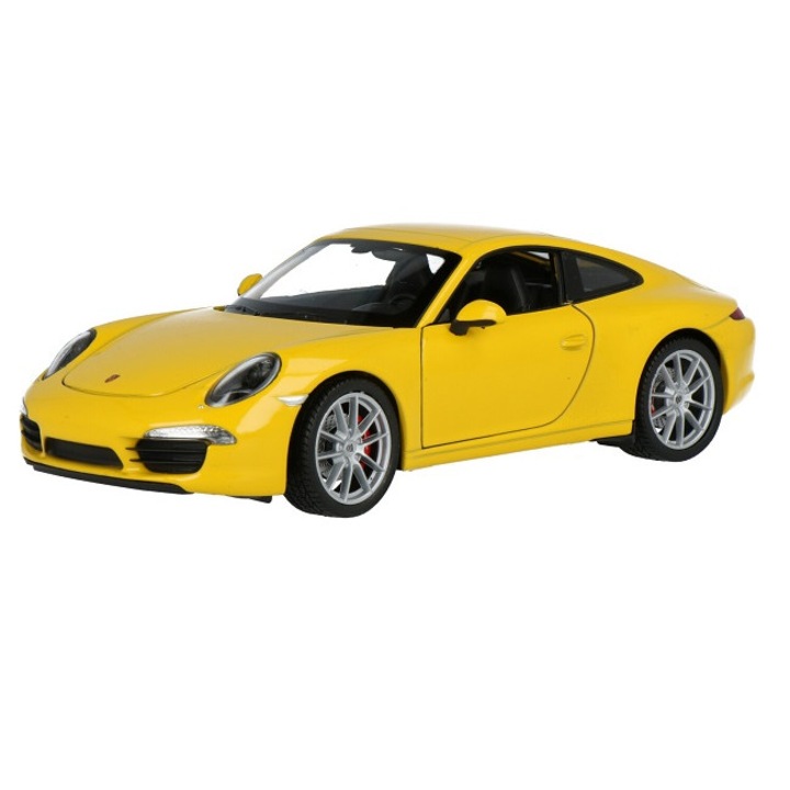 Количка Welly Porsche 911 turbo, Колекционерска, Метален модел, Мащаб 1:64, Жълто