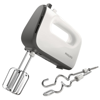 Mixer de mana Philips Viva Collection HR3740/00, 450 W, 5 viteze, Functie Turbo, Alb/Gri Mixer de mana Philips Viva Collection HR3740/00, 450 W, 5 viteze, Functie Turbo, Alb/Gri