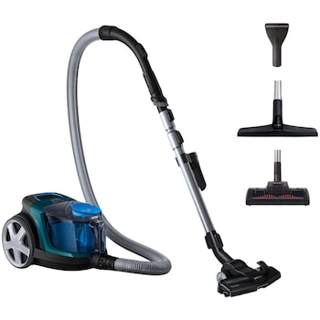 Aspirator fara sac Philips PowerPro Compact FC9334/09, 900 W, PowerCyclone 5, perii TriActive, TurboBrush, Parchet, filtru anti-alergic ECARF, Verde