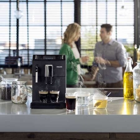 Espressor automat Philips EP3510/00, 15 bari, 1.8 l, sistem AquaClean, Sistem spumare a laptelui, 5 setari intensitate, optiune cafea macinata, Negru