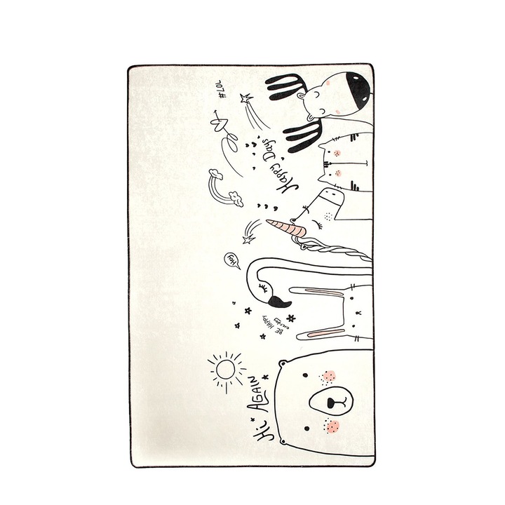 Covor pentru copii Be Happy, Alb, 100 x 160 cm