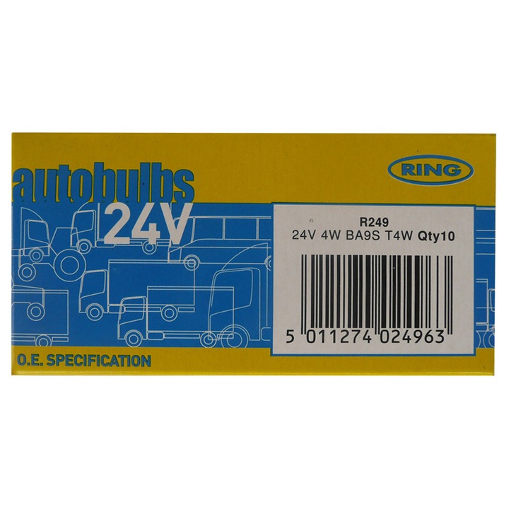 Ring izzó, 24V 4W T4W Ba9S R249