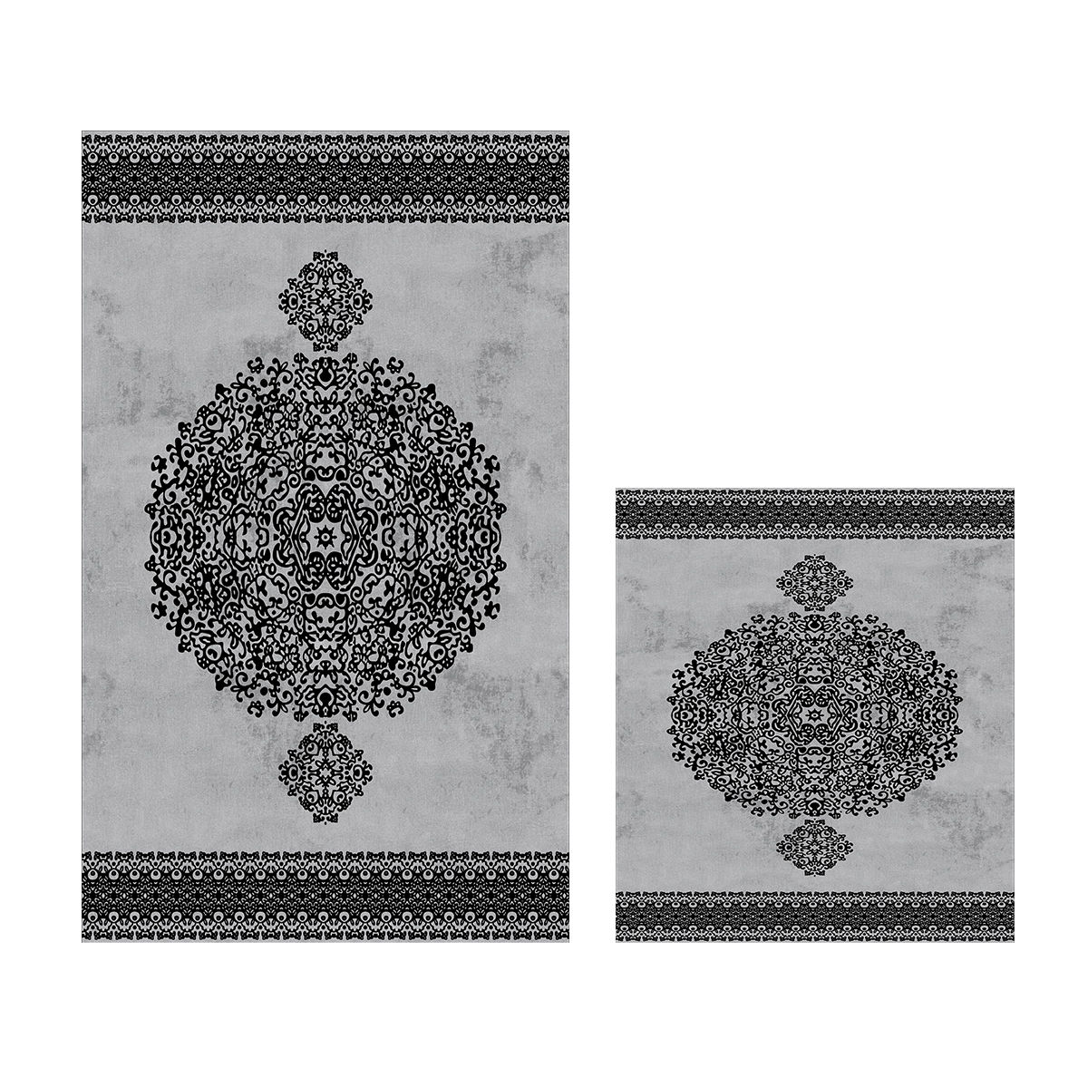 Tappetini Da Bagno Macoroni In Cotone – Beige – Set 2 Pezzi (60x100 Cm + 50x60 Cm) – Morbidi E Pesi – Lavabili