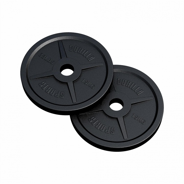 Set de 2 discuri, Gorilla Sports, Olimpice din fonta 30 kg 2 x 15 kg, 50/51 mm