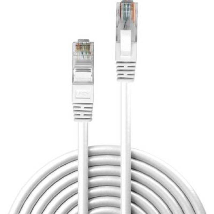 RJ45 Кабел за мрежова връзка CAT 6 U/UTP 7.50 m с бял протектор LINDY (48096)