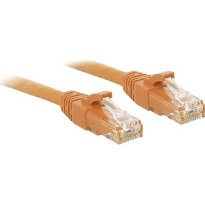 Кабел за мрежова връзка RJ45 CAT 6 U/UTP 1.00 m Оранжев с протектор LINDY (48107)