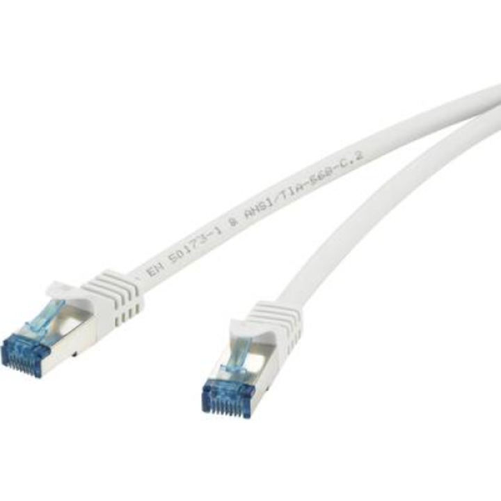 RJ45 пач кабел, мрежов LAN кабел, огнеупорен, CAT 6A S/FTP [1x RJ45 щепсел - 1x RJ45 щепсел] 15 м сив, Renkforce (RF-4145295)