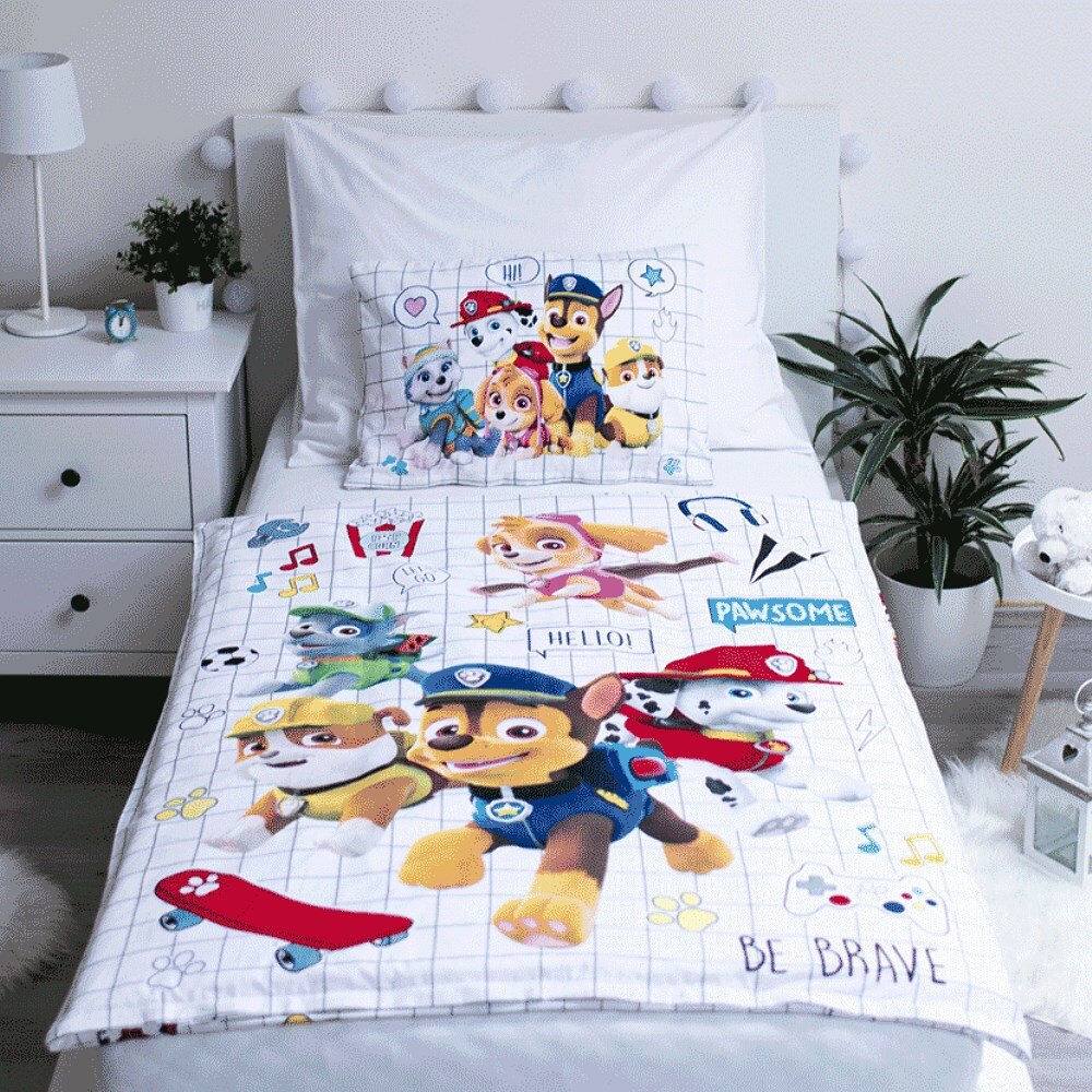 Drap Housse Paw Patrol Skye - 90x200 Cm + 25 Cm - 100% Coton - Certifié Oeko-Tex - Rose
