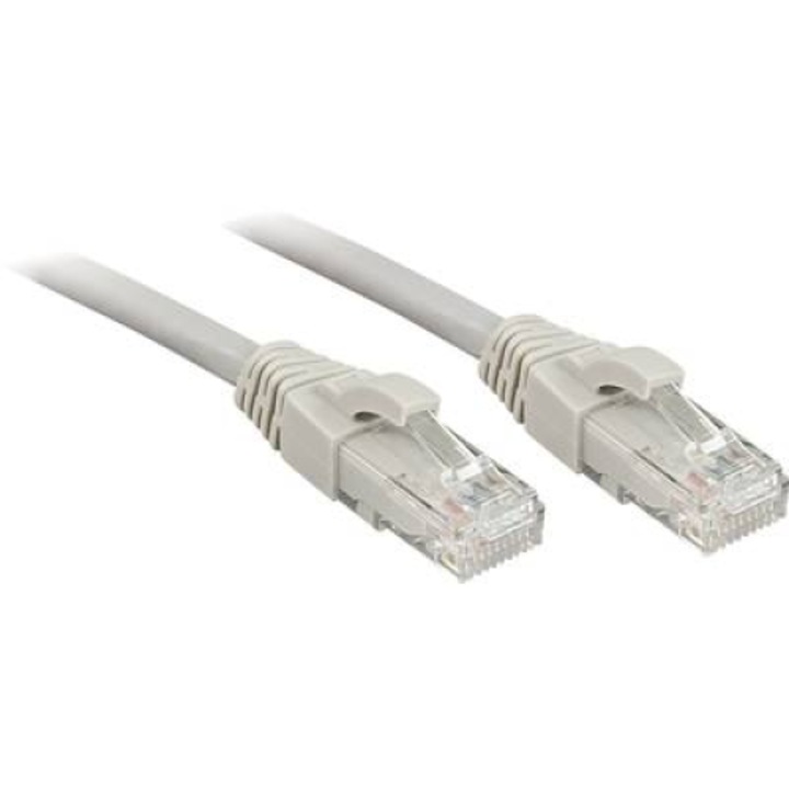 RJ45 Кабел за мрежова връзка CAT 6 U/UTP 1.00 m Сив с протектор LINDY (45402)