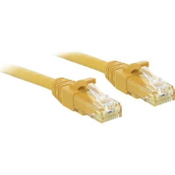 RJ45 Кабел за мрежова връзка CAT 6 U/UTP 2.00 m Жълт с протектор LINDY (48063)