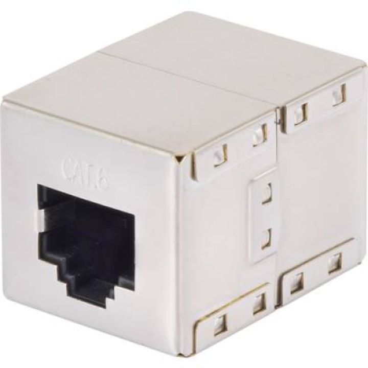 Адаптер за удължаване на мрежов кабел CAT 6 [1x RJ45 гнездо - 1x RJ45 гнездо] метален Renkforce (RF-4212189)
