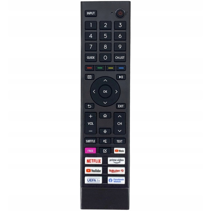Дистанционно управление за смарт телевизор Hisense ERF3B80H, x-remote, Netflix, YouTube Music, Prime Video, Rakuten TV, UEFA TV, Facebook Watch, черен