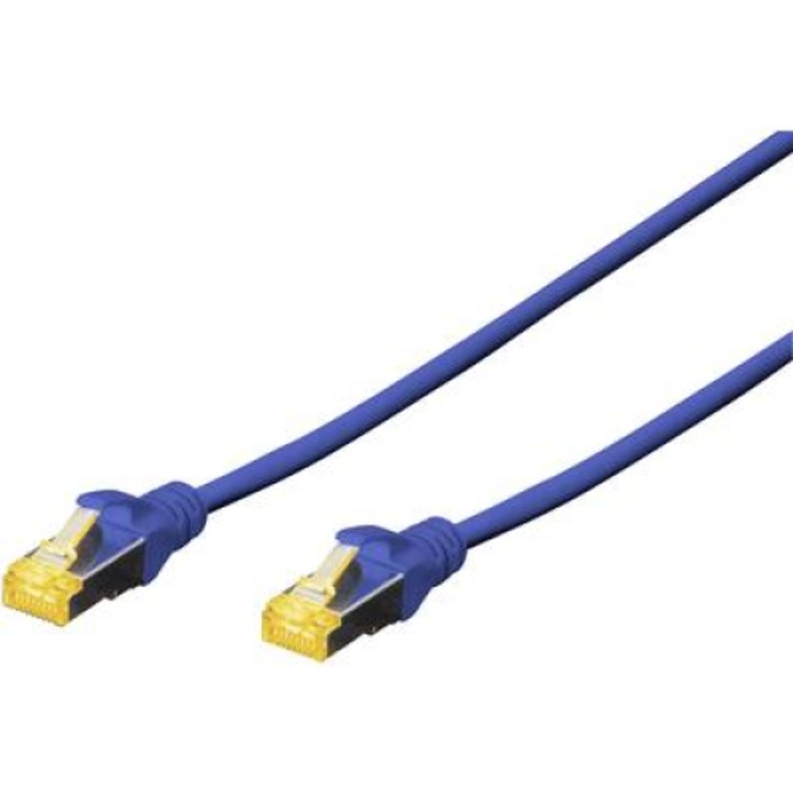 RJ45 Кабел за мрежова връзка CAT 6A S/FTP 3,00 m Син Без халоген, усукана двойка, с протектор, Огнеустойчив Digitus (DK-1644-A-030/B)