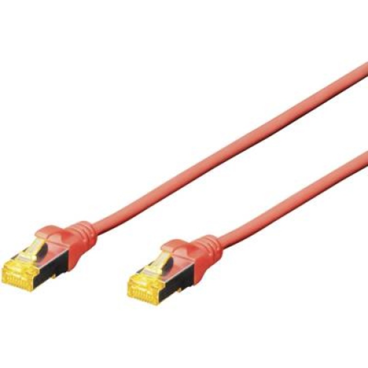 Кабел за мрежова връзка Digitus (DK-1644-A-010/R) CAT 6A S/FTP, RJ45, 1.00 m Червен Без халоген, усукана двойка, с протектор, Огнеустойчив