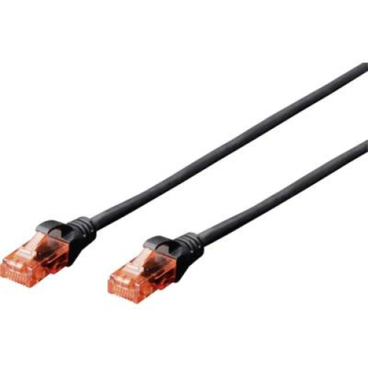 RJ45 Кабел за мрежова връзка CAT 6 U/UTP 1x RJ45 щепсел - 1x RJ45 щепсел 5 m Черен UL сертифициран Digitus (DK-1617-050/B-BK)