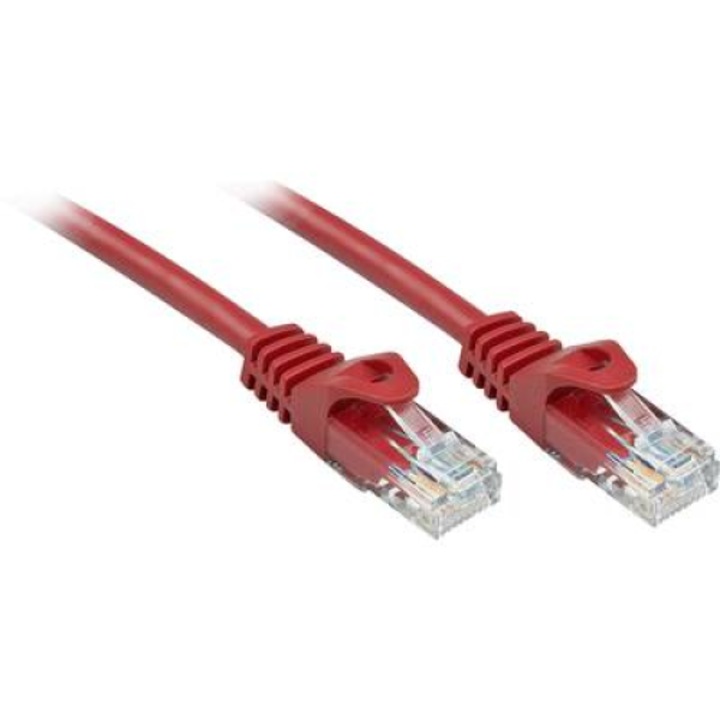 Кабел за мрежова връзка, Lindy, RJ45 CAT 6 U/UTP, 0.50 m, Червен