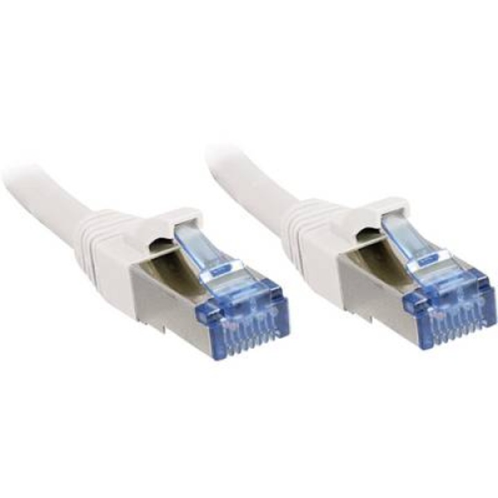 RJ45 Кабел за мрежова връзка CAT 6A S/FTP 30.00 cm Бял с протектор LINDY (47190)