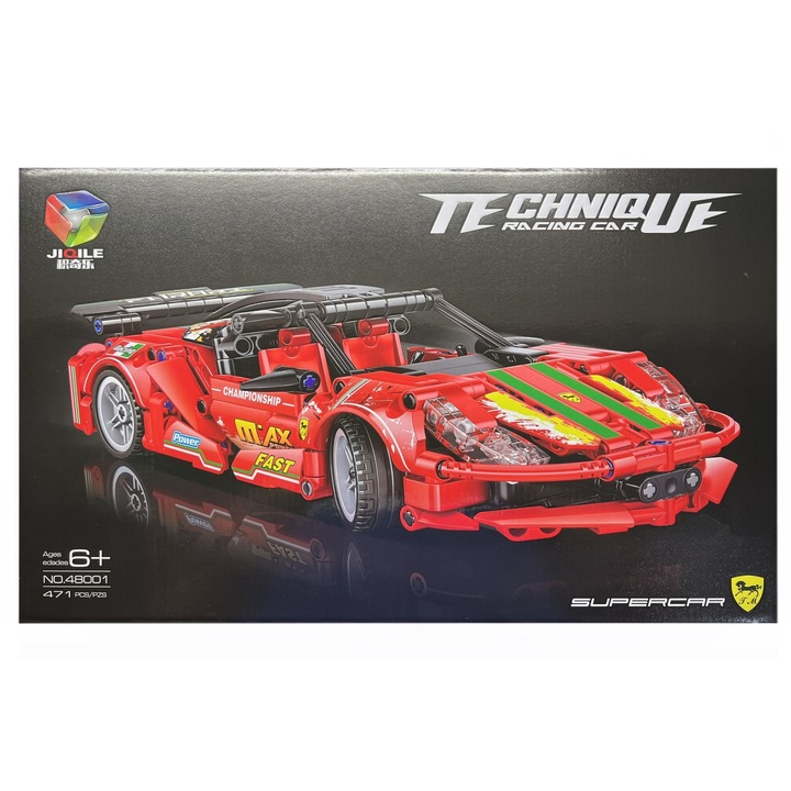 OEM Technique Supercar Építőkészlet, Versenyautó, 471 db, piros