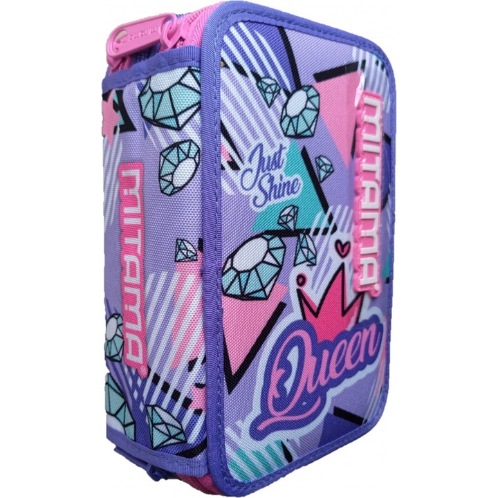 Penar cu 3 Fermoare Echipat, Mitama, Just Shine, 47 Piese, 20x14.5x7.4cm, Mov Deschis