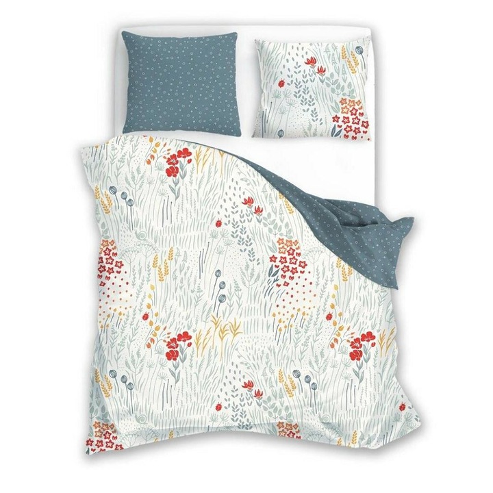 Faro Elegáns ágyneműhuzat garnitúra, 100% pamut, 220x200cm, 70x80cm, fehér-szürke-többszínű