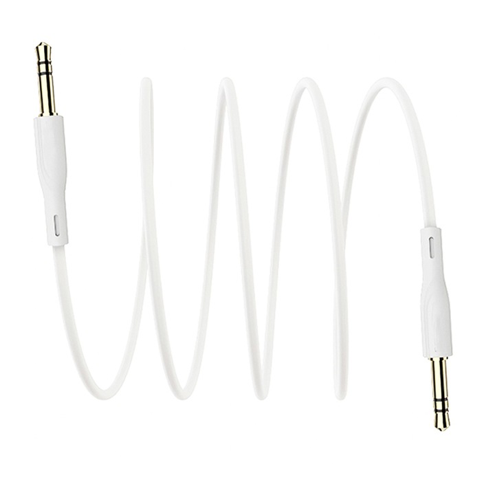 Adaptor Cablu Audio Jack 3.5 mm la mufa Jack 3.5 mm, 1m, Mic si Portabil, Plug and Play, Alb