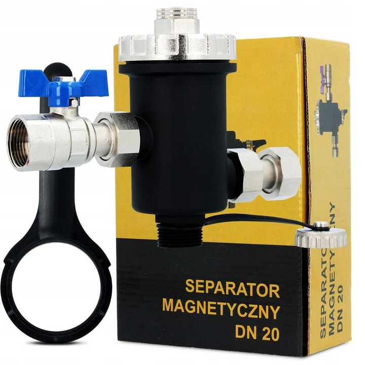 Separator magnetic 3/4 GOSHE, neodym, 9000 G, corp nylon, filtru inox, pentru instalatii de incalzire