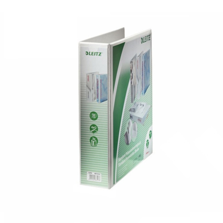 Механичен тефтер Leitz Panorama A4 Maxi, механизъм 4DR, пръстен 50 мм, бял