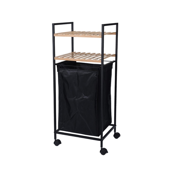 Persera, Fürdőszoba polc, mobil, 2 polc és 40 literes szennyeskosár