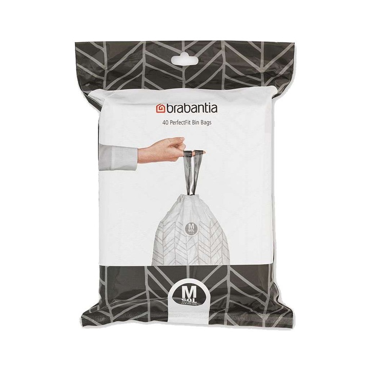 Saci de gunoi, cod M, 40 bucati, 60 l, Brabantia - 8710755138829