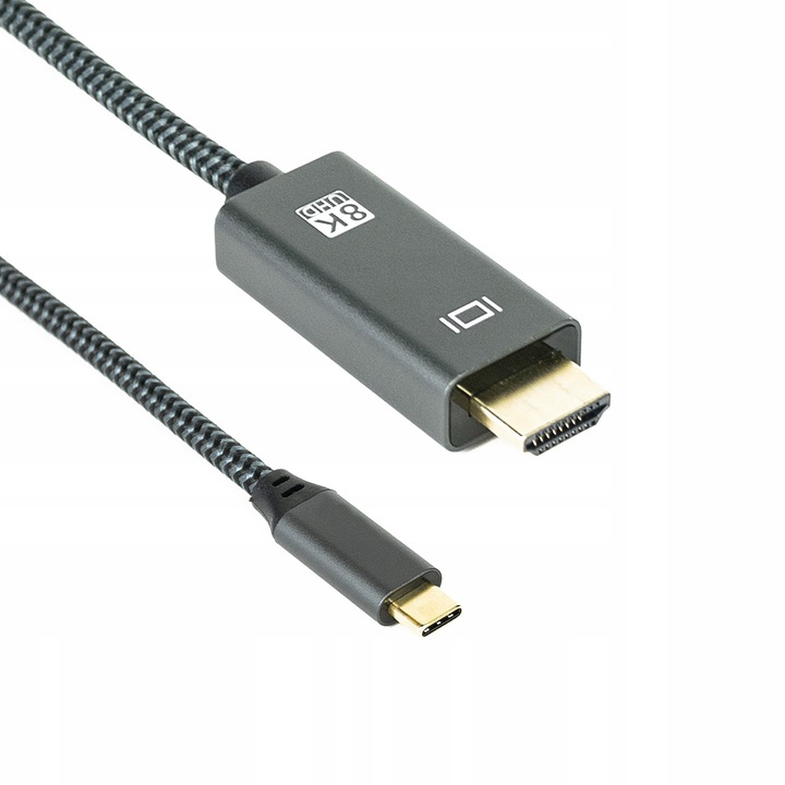 USB-C - HDMI 2.1 kábel, Pawonik, 2m, UHD, 4K/120Hz, 8K, fekete