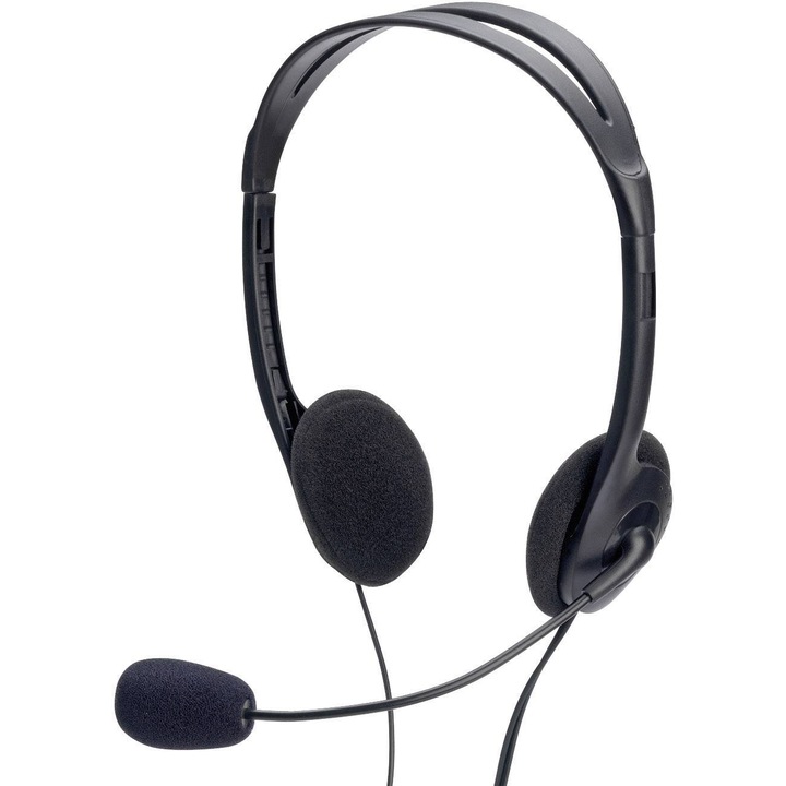 Ednet Headset mikrofonos fejhallgató fekete (83022) (83022)