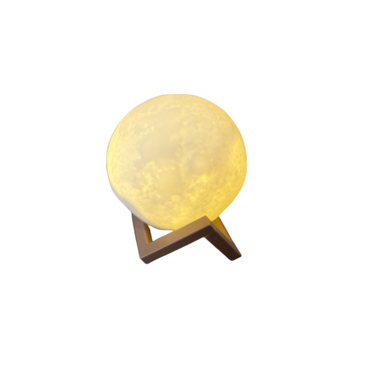 Lampa de veghe cu efect 3D Moon Lamp, lampa luna, 12 cm, bicolor, lumina calda / rece