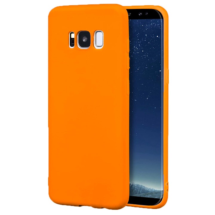 Husa protectie, interior de catifea, compatibila cu Samsung Galaxy S8 Plus, FONIX BloomShield, silicon, margini ridicate, slim, Portocaliu neon