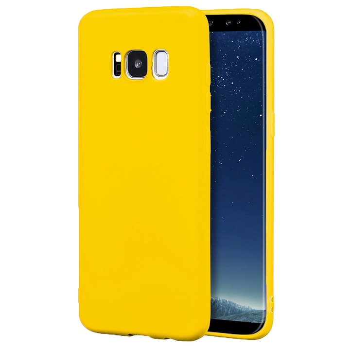 Védőburkolat, bársony belső, Samsung Galaxy S8 kompatibilis, FONIX BloomShield, szilikon, emelt élek, vékony, sárga