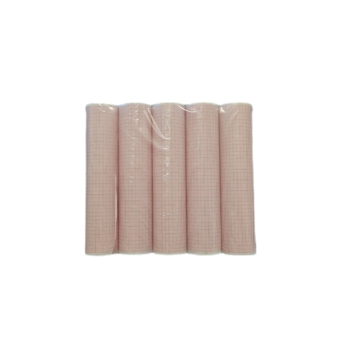 Piros kockás EKG papír, 5 tekercs készlet, 215mm x 30m