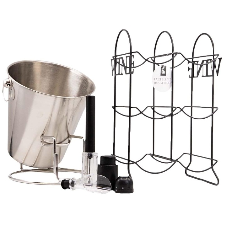 Borcsomag állvánnyal, fém kopogtatóval, kiegészítőkkel